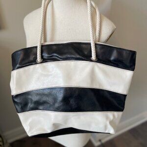 Black and white stripe tote